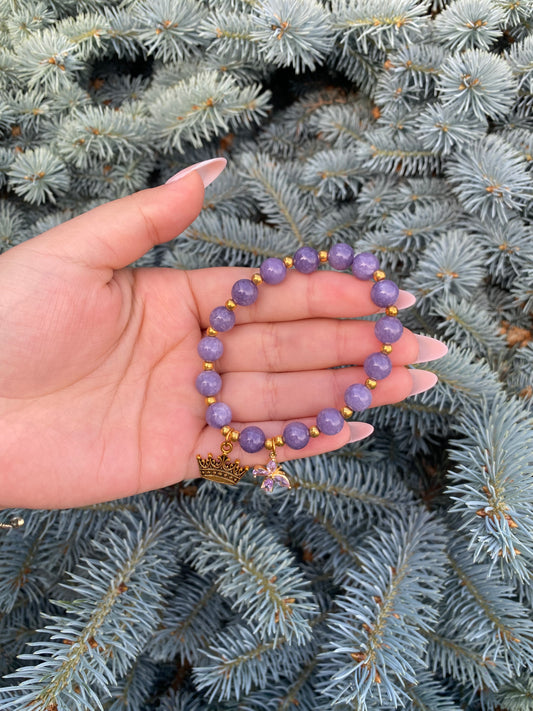 Handmade bracelet - Purple crown and butterfly
