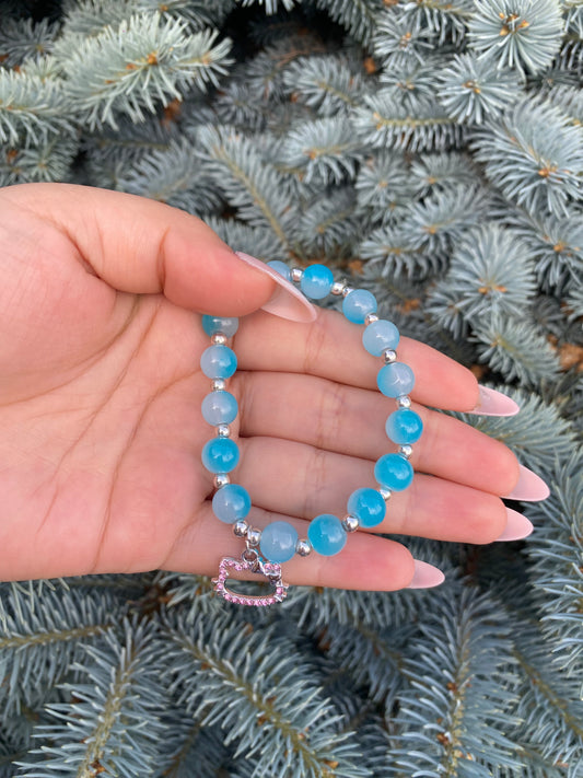 Handmade bracelet - Blue with pink HK
