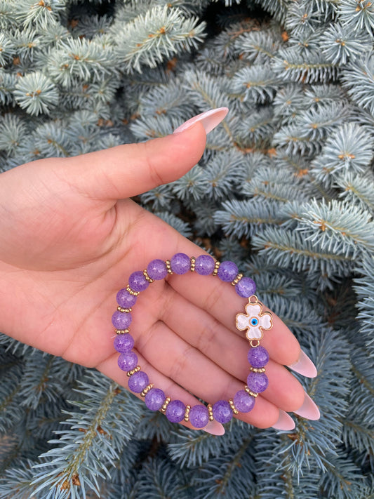 Handmade bracelet - Purple white flower