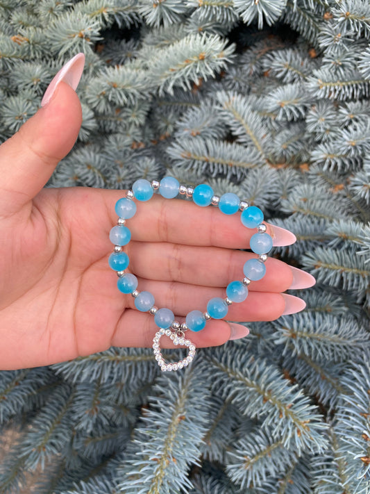 Handmade bracelet - Blue silver heart