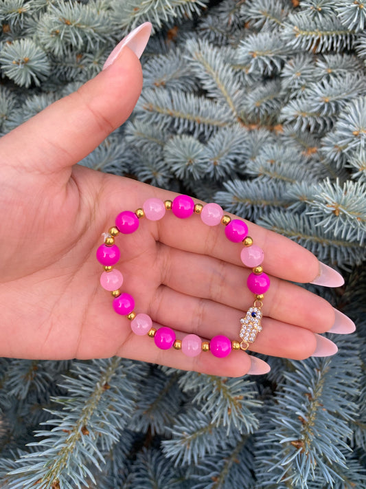 Handmade bracelet - Pink evil eye
